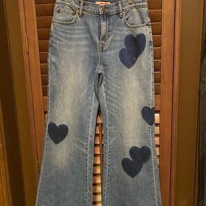 NWT Johnny Was Blue Heart Motif Flare Jeans